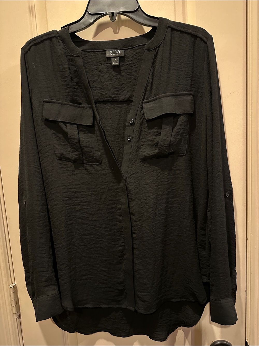 a.n.a Black Long-Sleeve Textured Button-Down Shirt